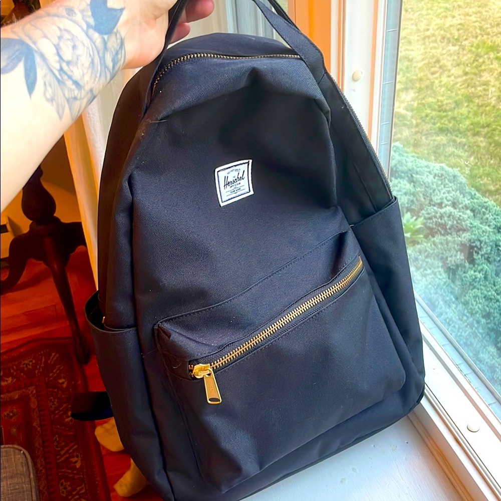 Herschel Supply Company Classic Black Backpack with Gold Accents